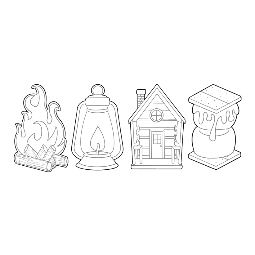 Camping Set cookie cutter drawing