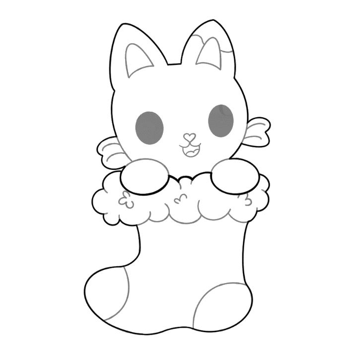 Panda Kitty Stocking cookie cutter drawing